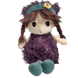 HWD Kawaii Plush Stuffed Doll Purple Shag Dress Braids Hat Toy Japanese‎ Animae